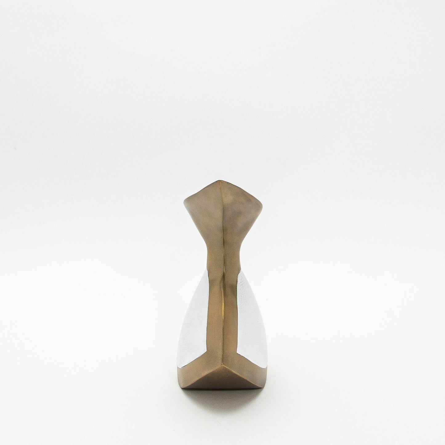 Sculptural Vase in White Shagreen and Brass by R&Y Augousti
