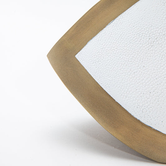Sculptural Vase in White Shagreen and Brass by R&Y Augousti