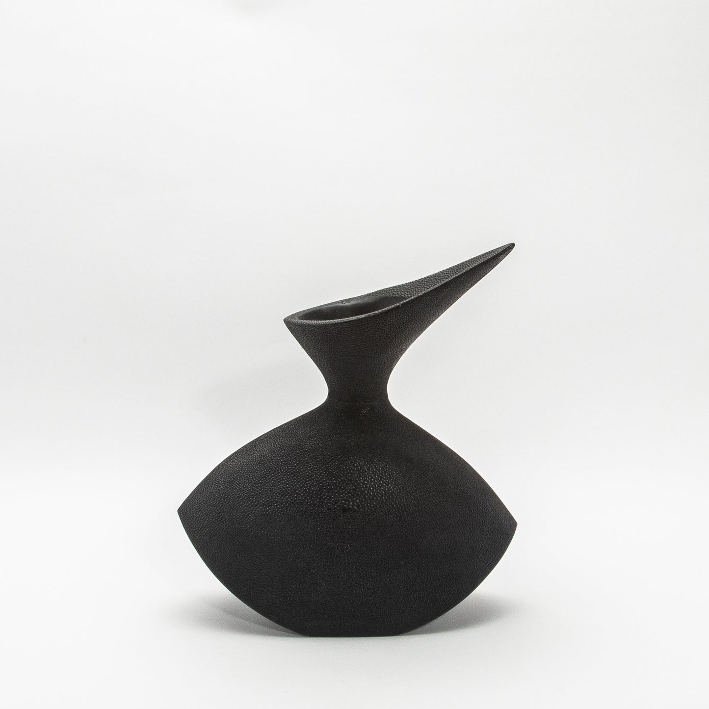 Sculptural Vase in Black Shagreen by R&Y Augousti