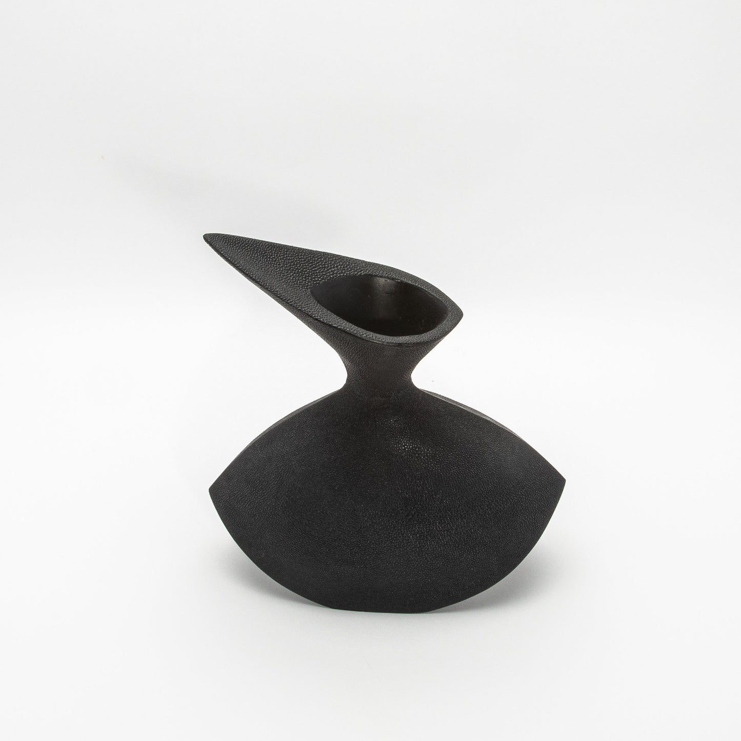 Sculptural Vase in Black Shagreen by R&Y Augousti