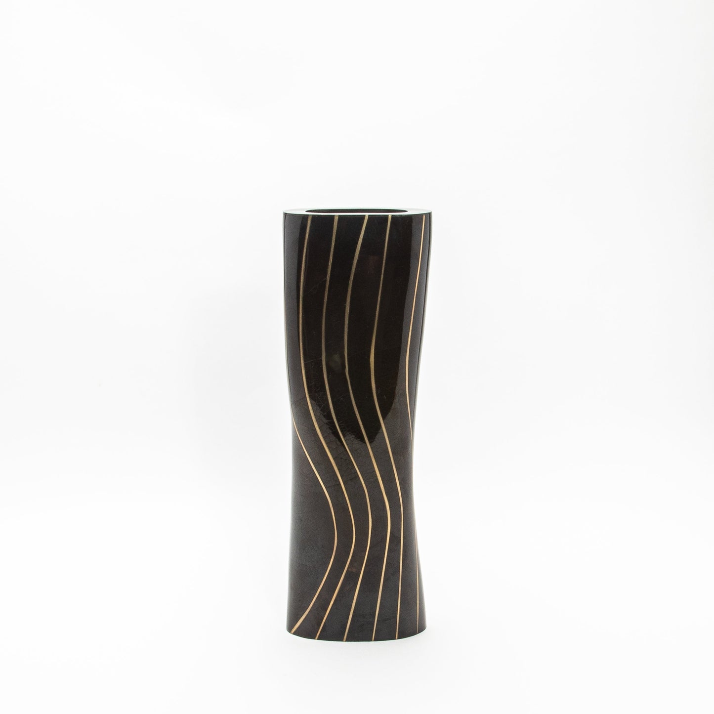 Vase in Black Shell with Brass by KIFU Paris