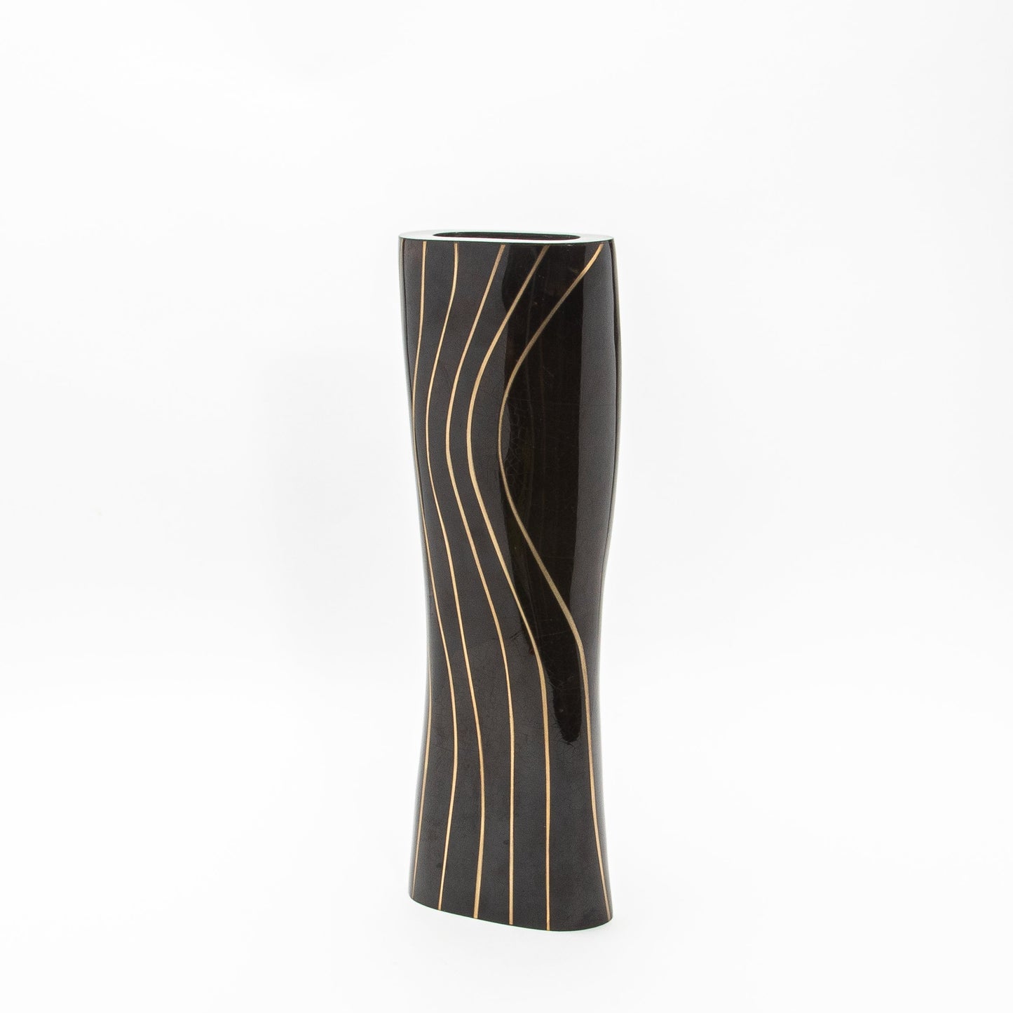Vase in Black Shell with Brass by KIFU Paris