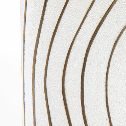 Vase in White Shagreen with Brass by KIFU Paris