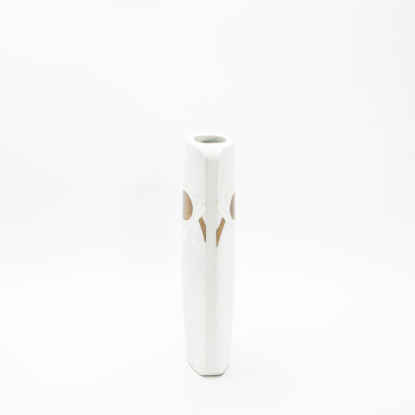 Vase in White Shagreen, Shell, and Brass by R&Y Augousti