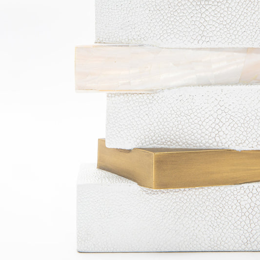 Sculptural Vase in White Shagreen, Shell, and Brass by KIFU Paris