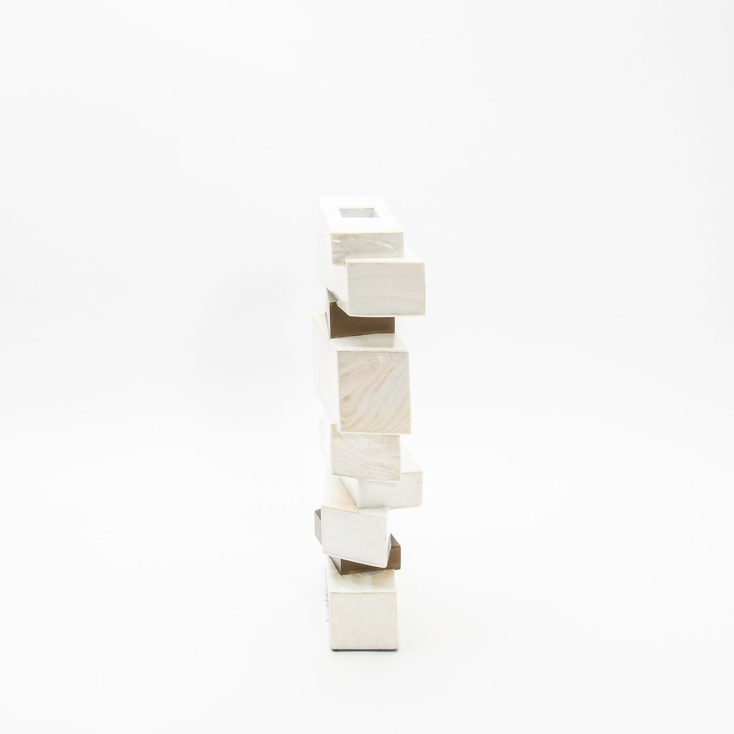 Sculptural Vase in White Shagreen, Mother of Pearl, and Brass by Kifu Paris