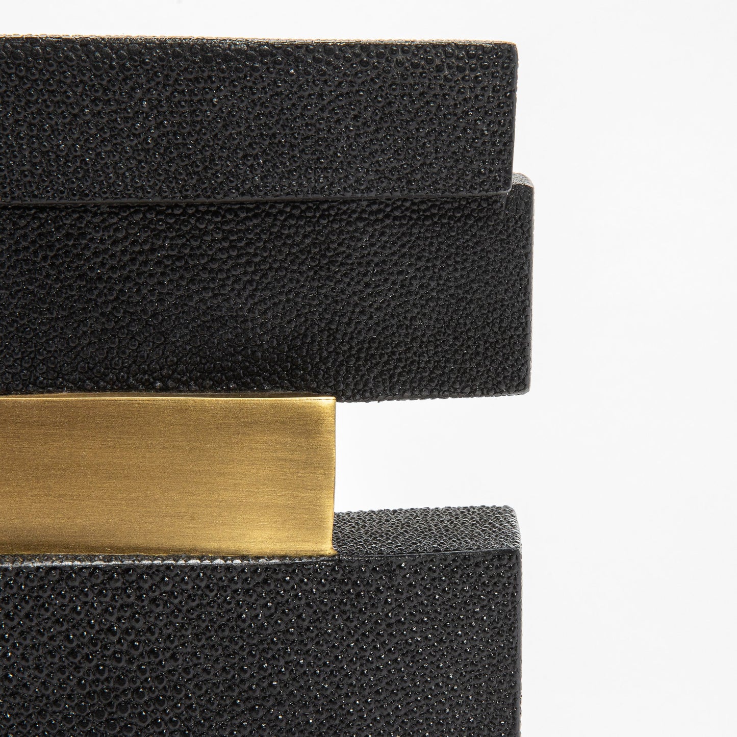 Sculptural Vase in Black Shagreen, Shell, and Brass by KIFU Paris