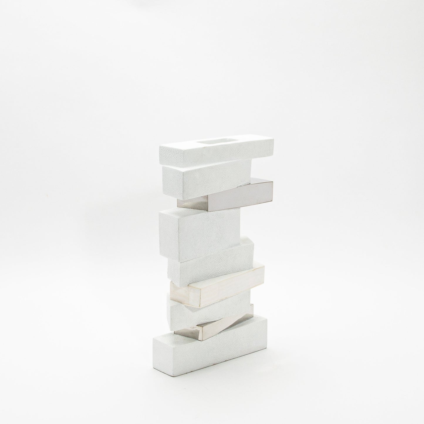 Sculptural Vase in White Shagreen, Shell, and Stainless Steel by KIFU Paris