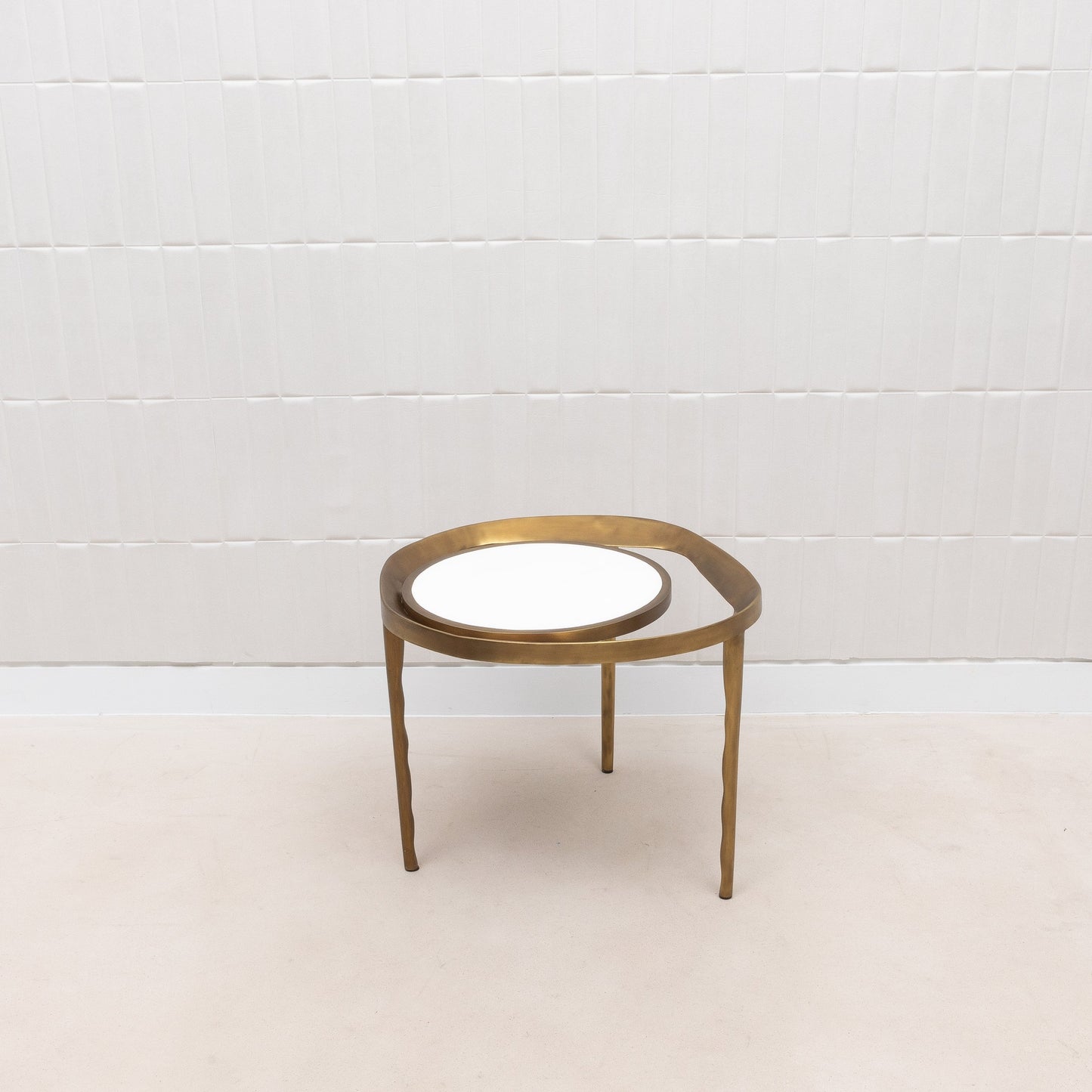 Side Table in White Shagreen and Bronze Patina Brass by R&Y Augousti