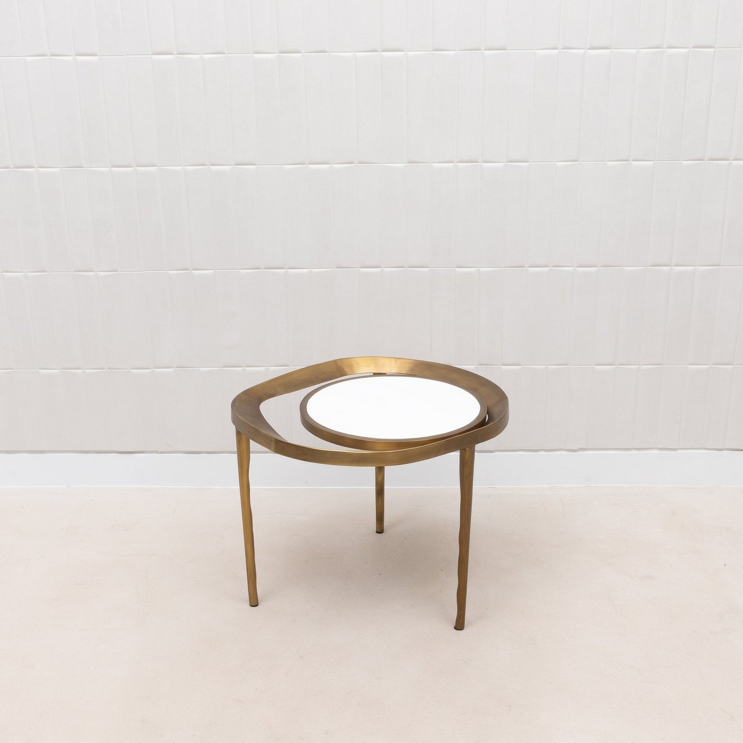 Side Table in White Shagreen and Bronze Patina Brass by R&Y Augousti