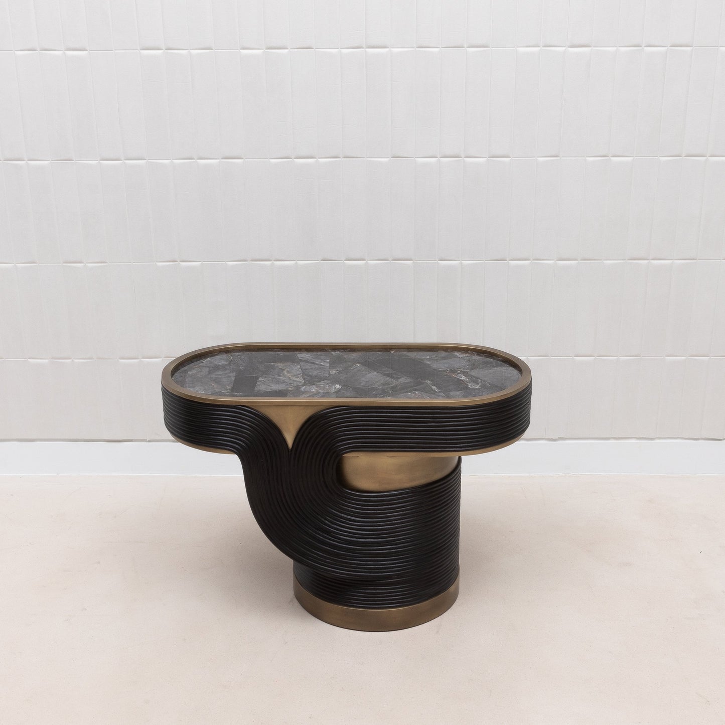 Licol Quartz and Rattan Side Table by R&Y Augousti