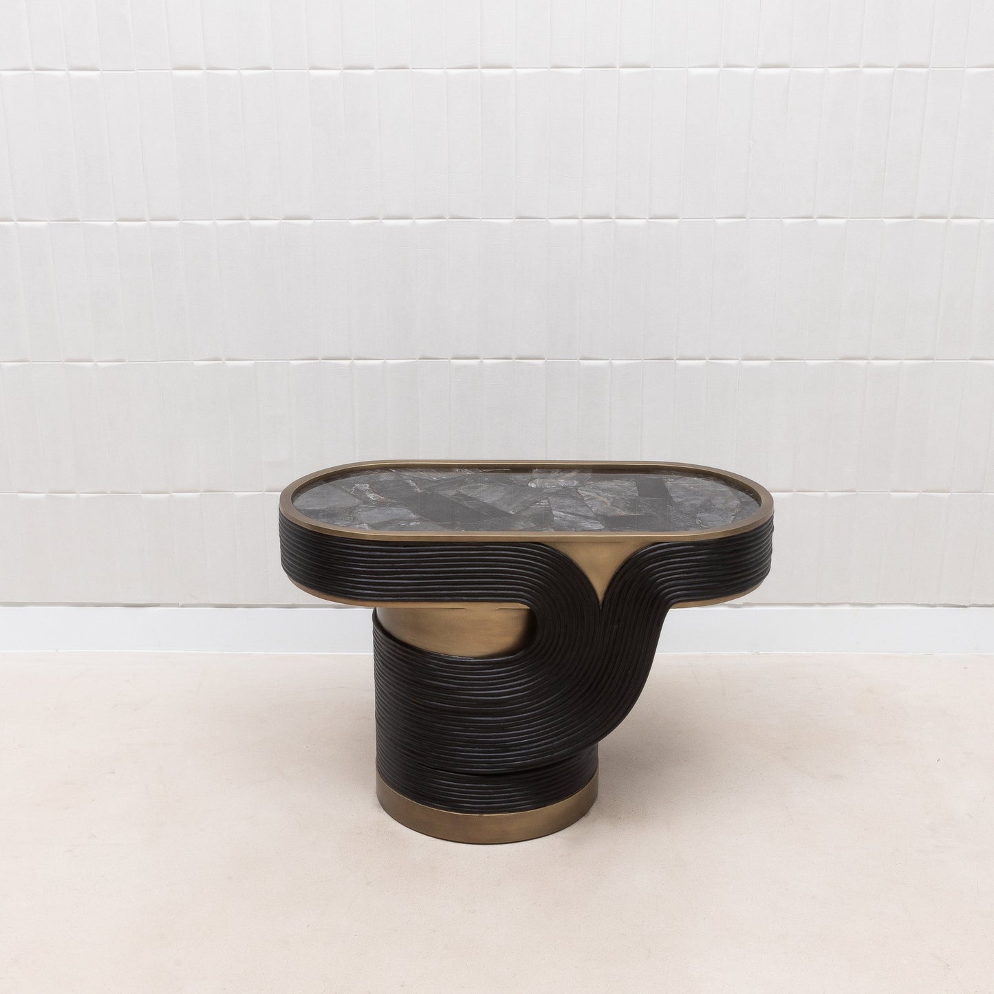 Licol Quartz and Rattan Side Table by R&Y Augousti
