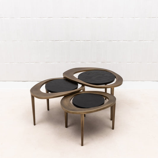 Set of 3 Nesting Tables in Black Oak by R&Y Augousti