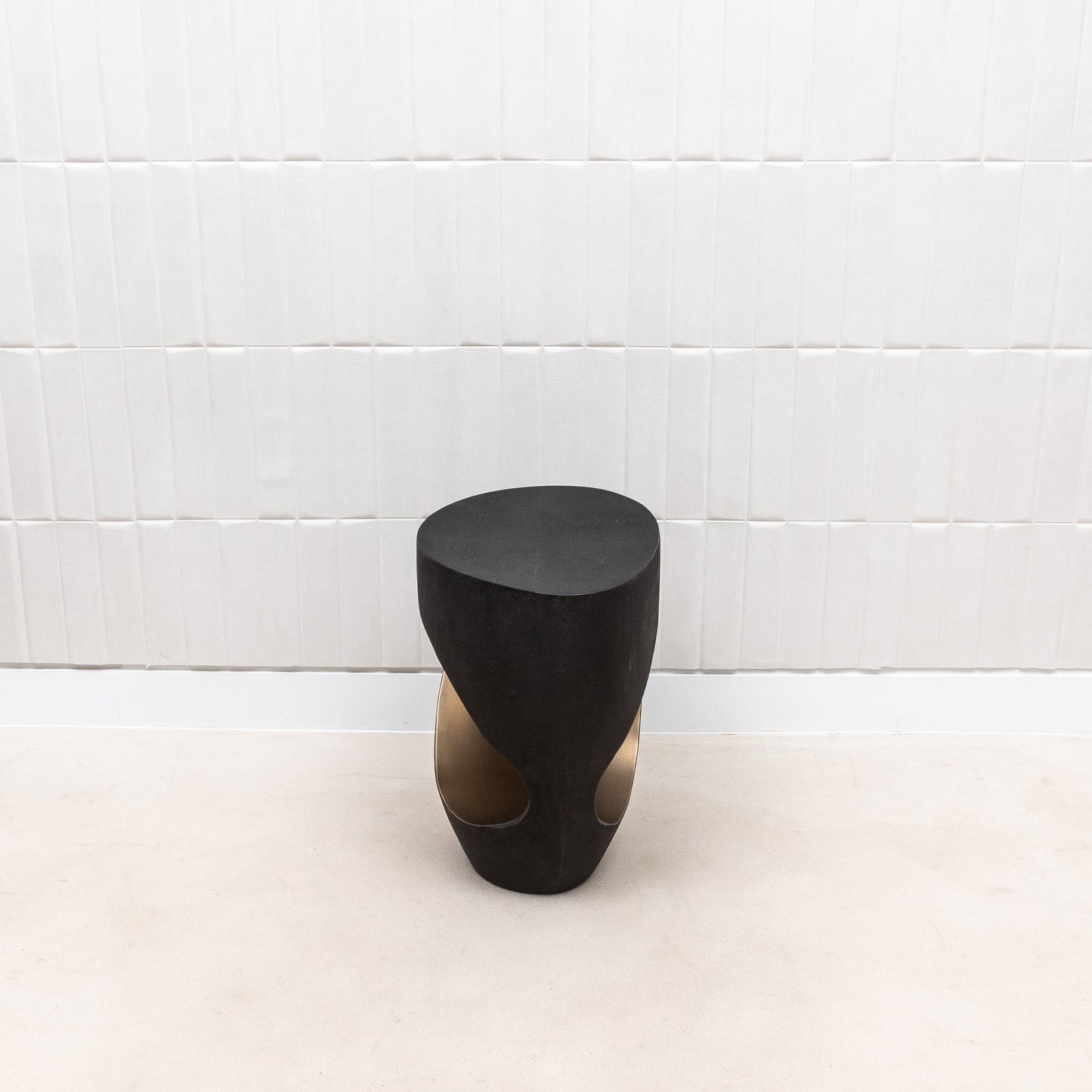 Stool in Black Shagreen with Brass by R&Y Augousti
