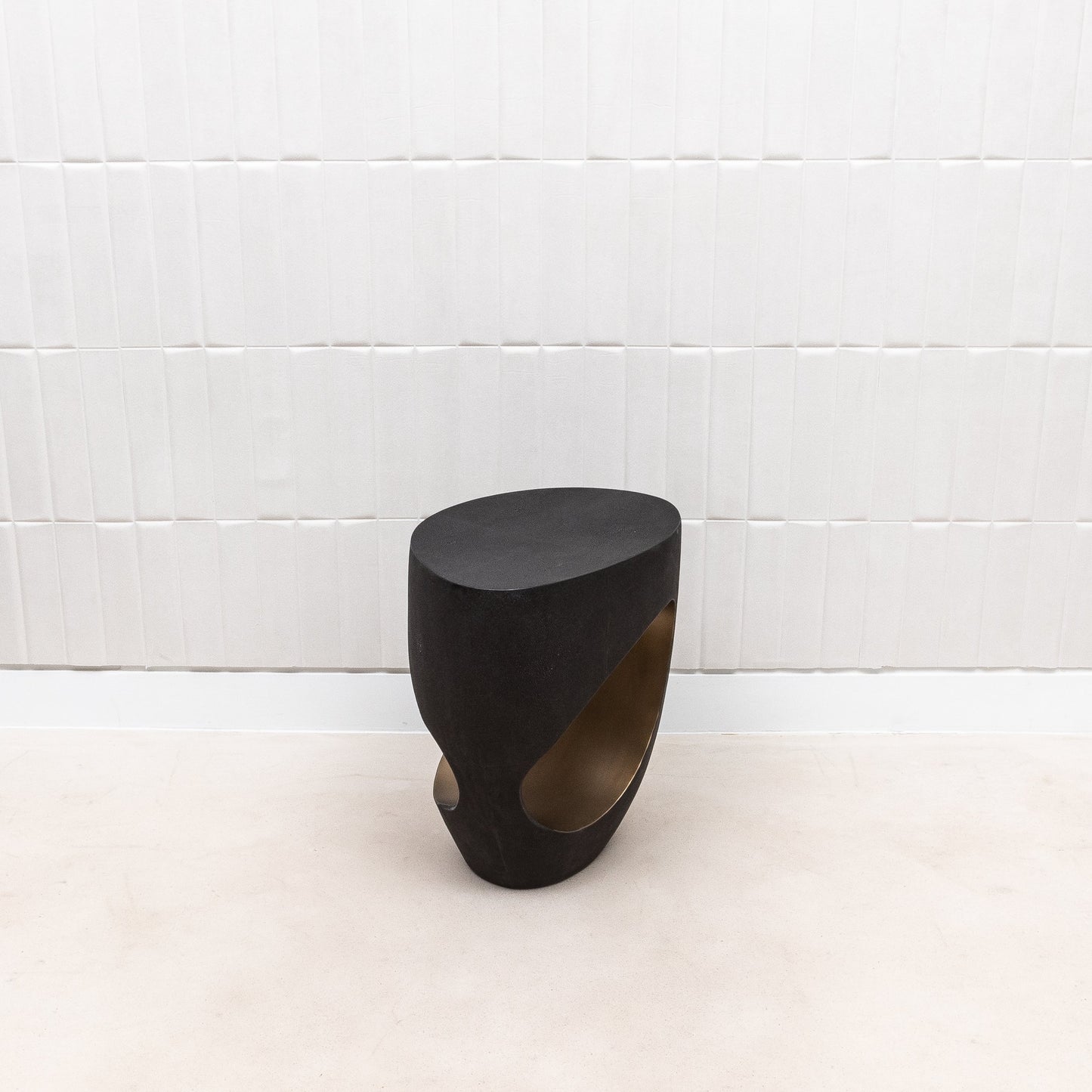 Stool in Black Shagreen with Brass by R&Y Augousti
