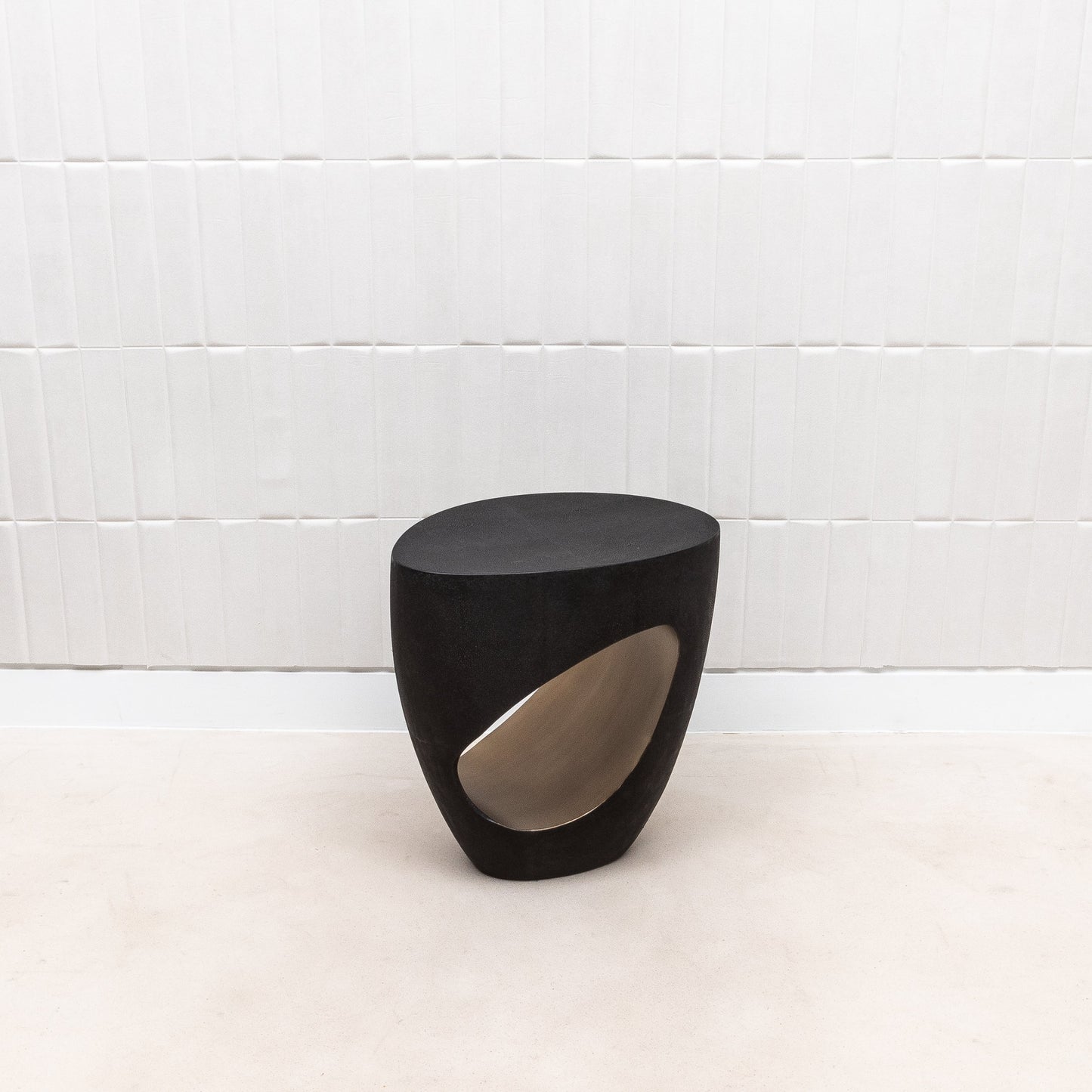 Stool in Black Shagreen with Brass by R&Y Augousti