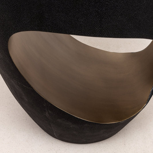 Stool in Black Shagreen with Brass by R&Y Augousti