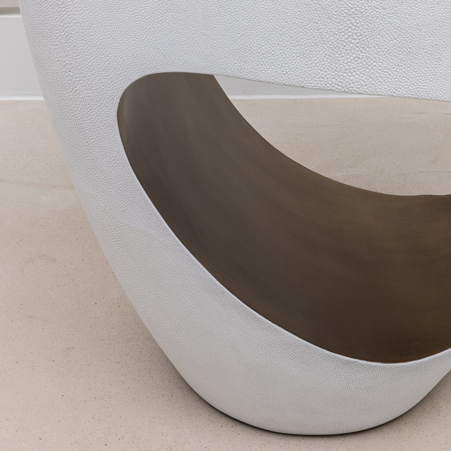Stool in White Shagreen with Brass by R&Y Augousti