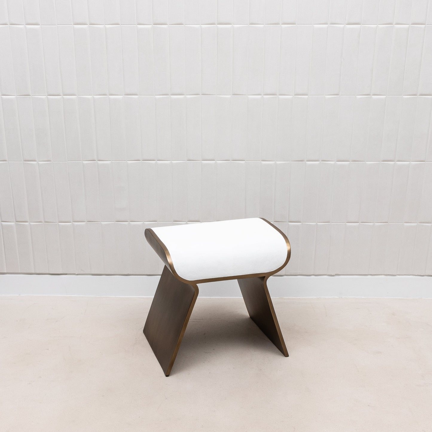 Stool in White Shagreen with Brass by Kifu Paris
