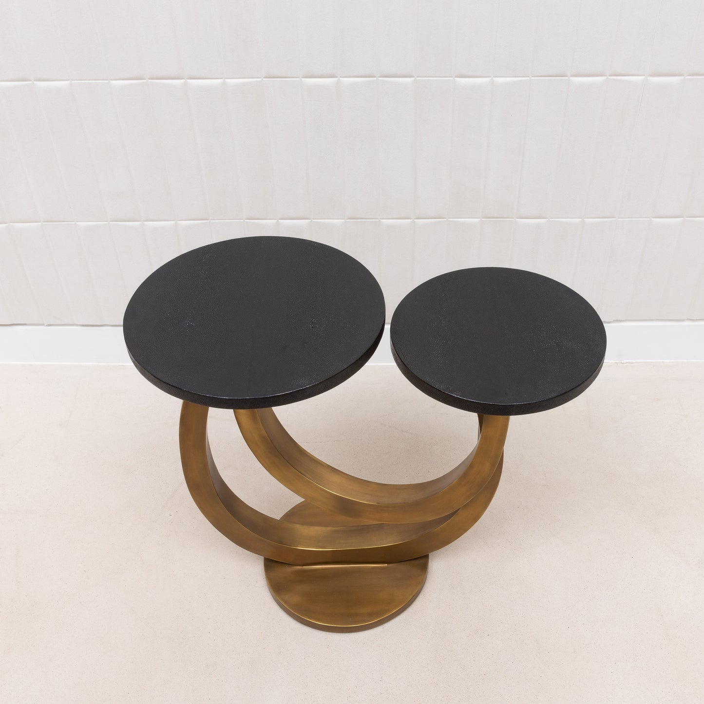 Side Table in Black Shagreen and Bronze Patina Brass by Kifu Paris