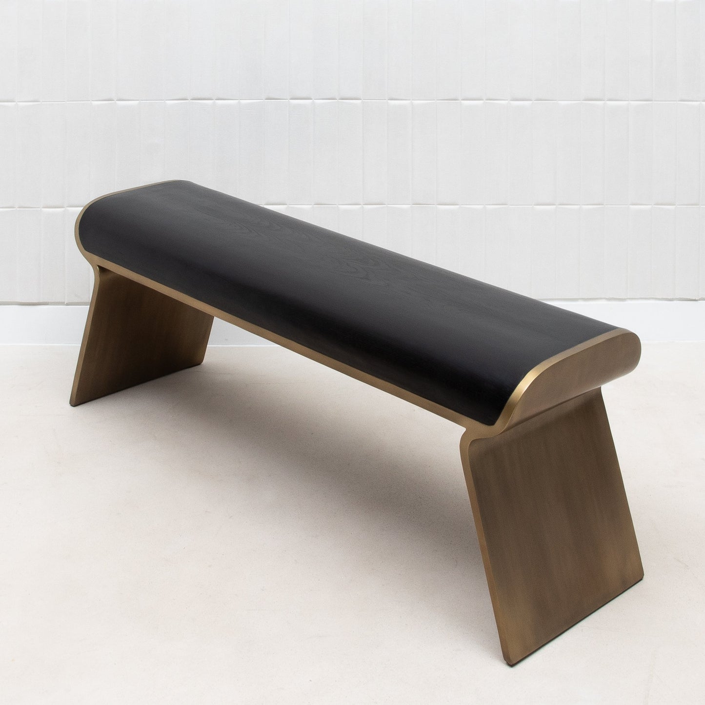 Dandy Bench in Black Oak with Brass by Kifu Paris