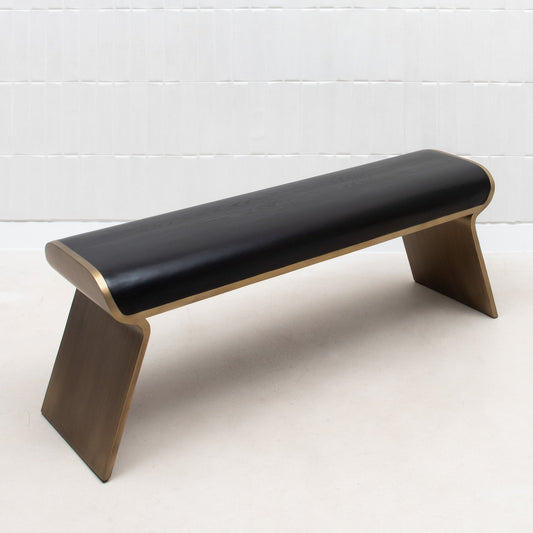 Dandy Bench in Black Oak with Brass by Kifu Paris