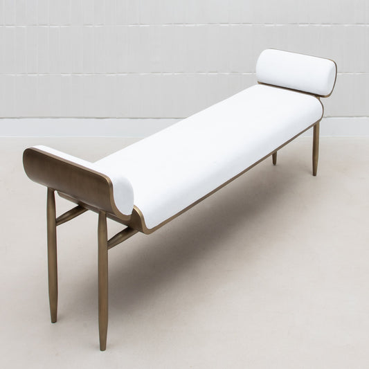 Dandy Day Bench in White Shagreen with Brass by Kifu Paris