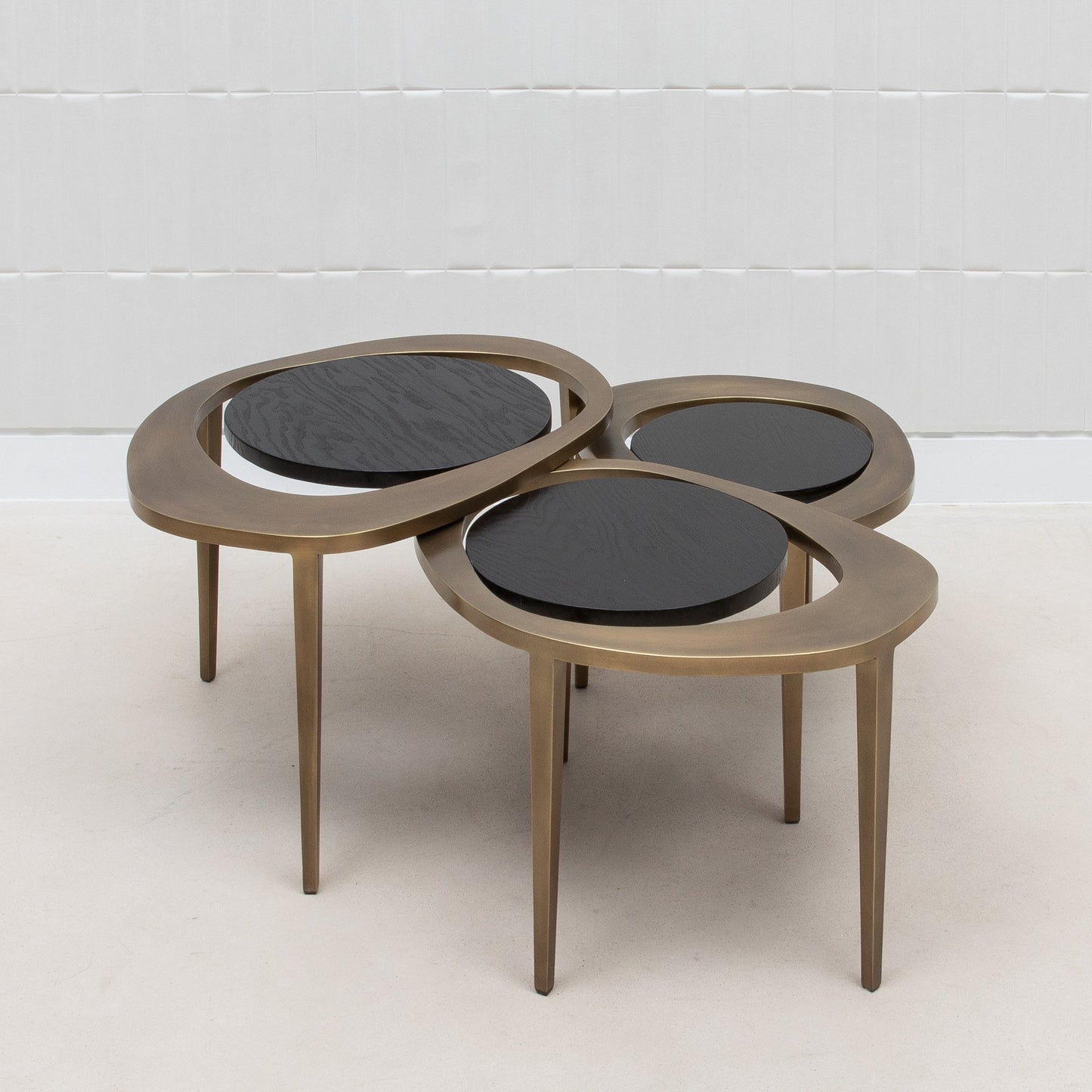 Set of 3 Nesting Tables in Black Oak by R&Y Augousti