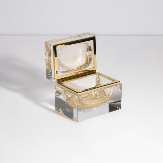 Murano Box with Brass Fittings in 24-Karat Gold Flecks