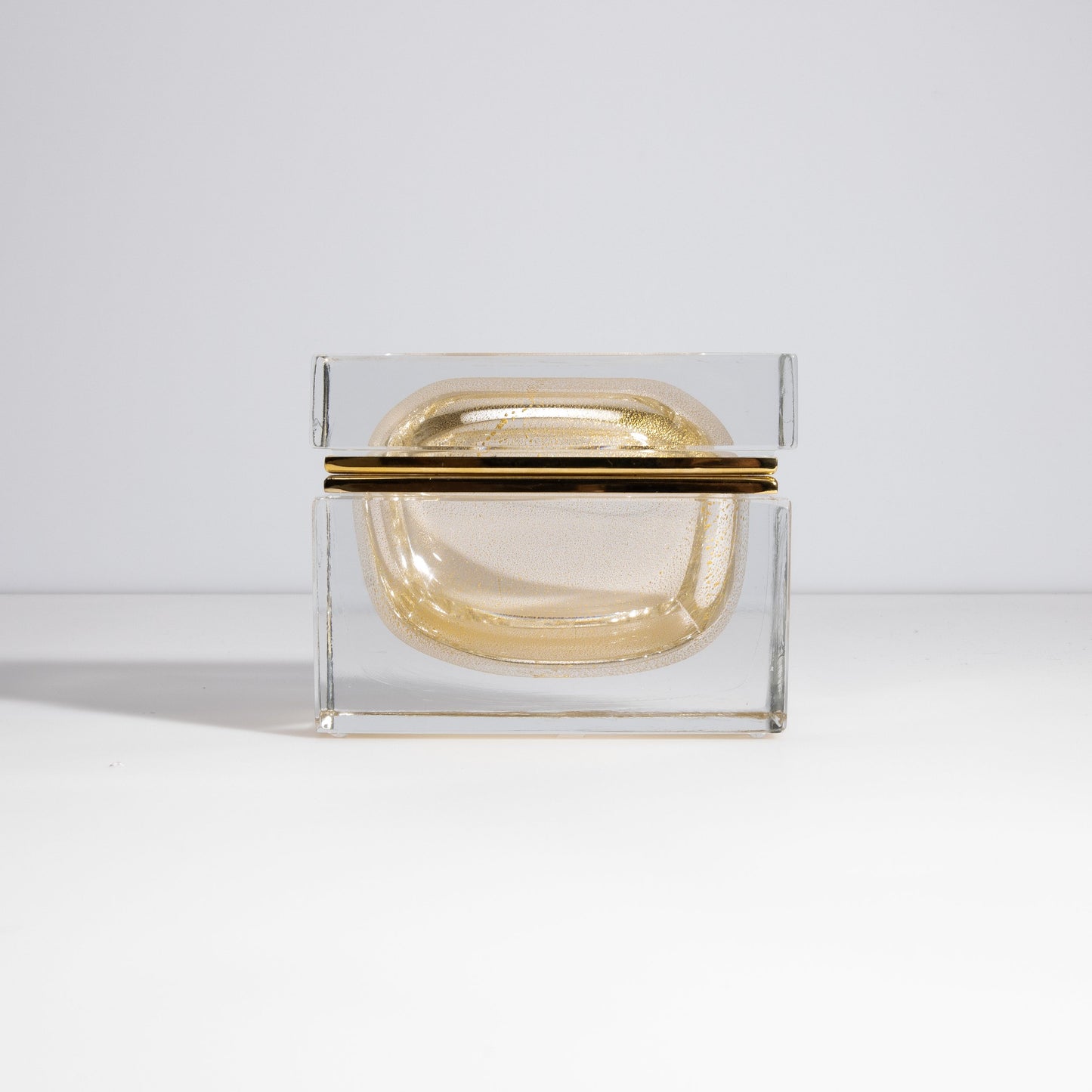 Murano Box with Brass Fittings in 24-Karat Gold Flecks