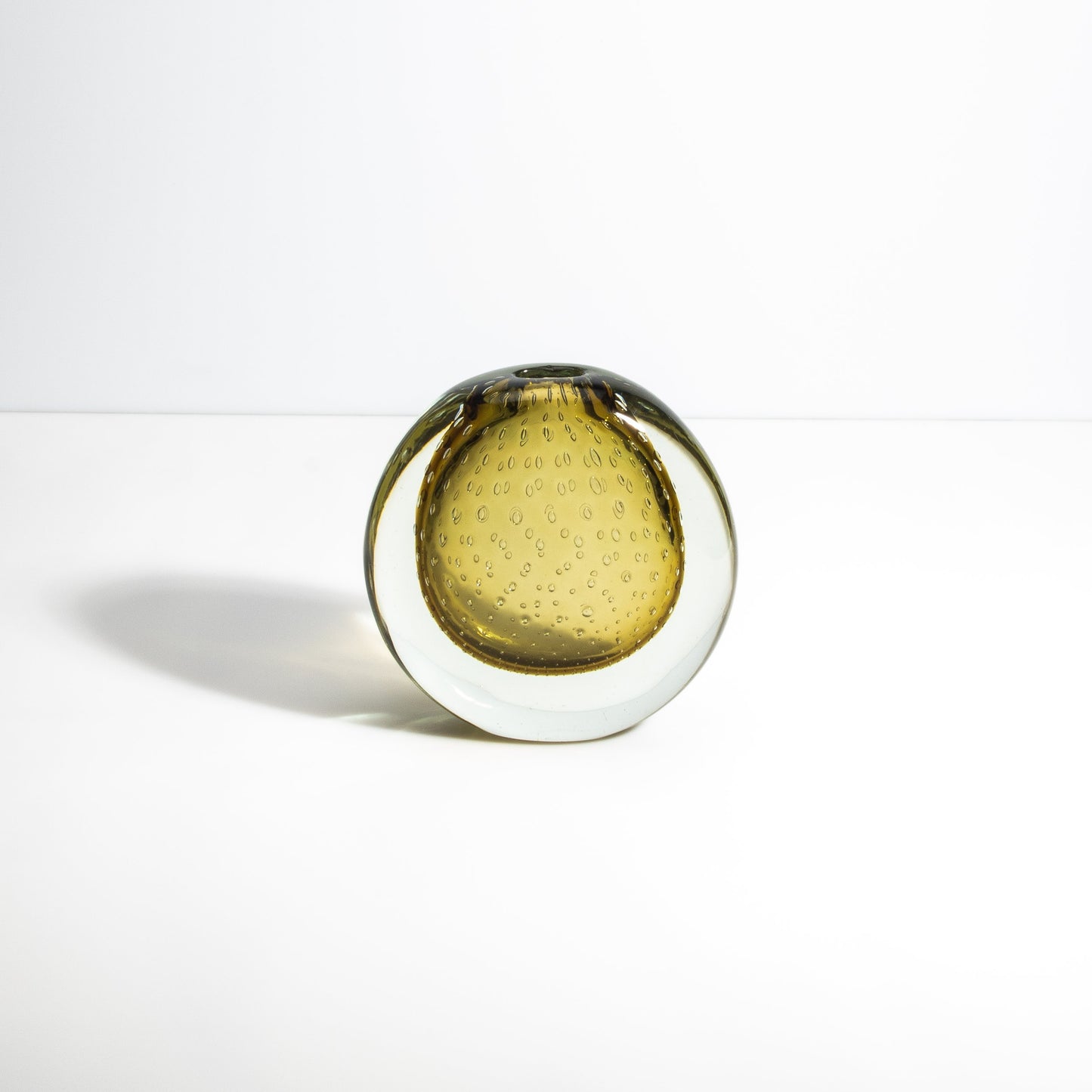 Murano Vase with Bubbles in Smokey Gold