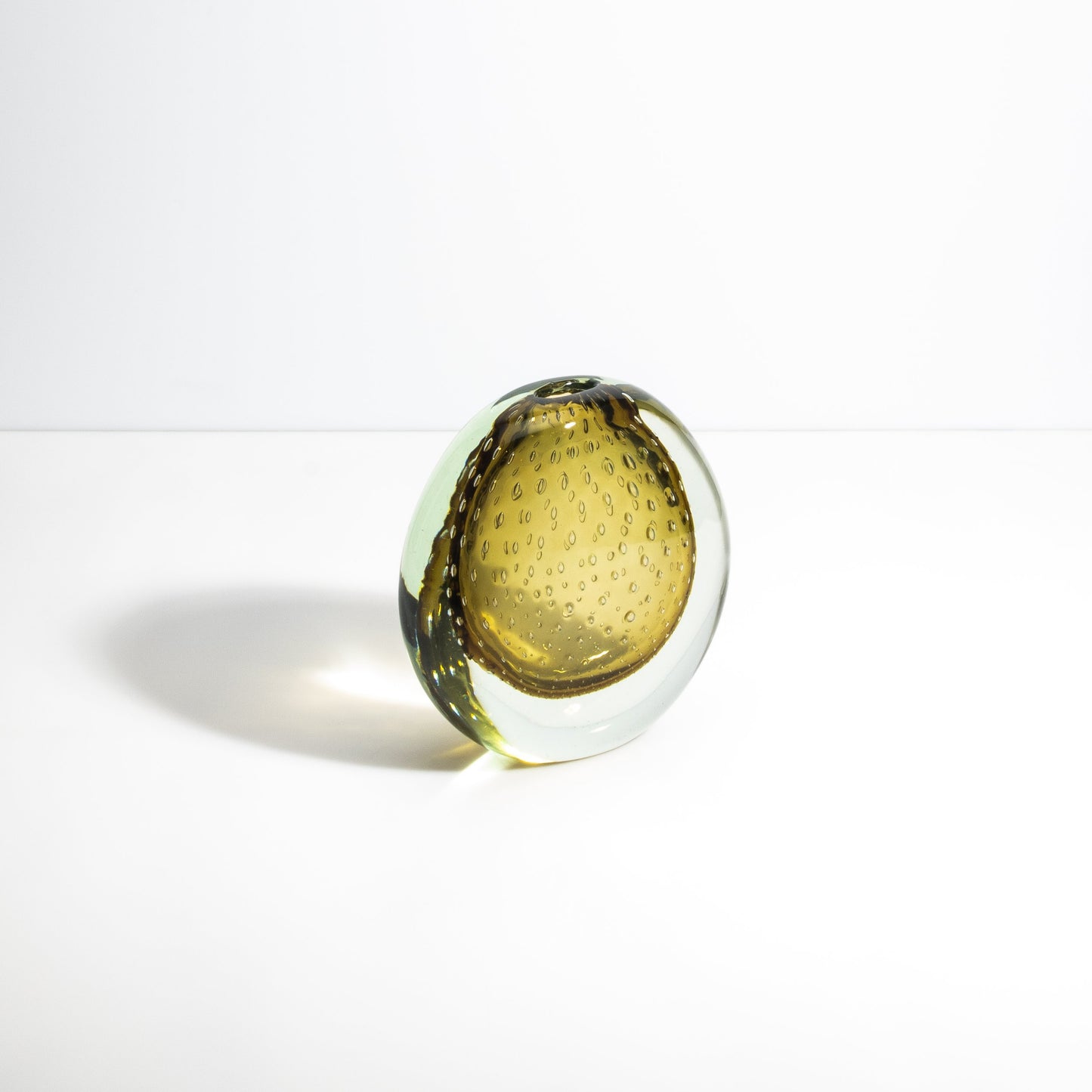 Murano Vase with Bubbles in Smokey Gold