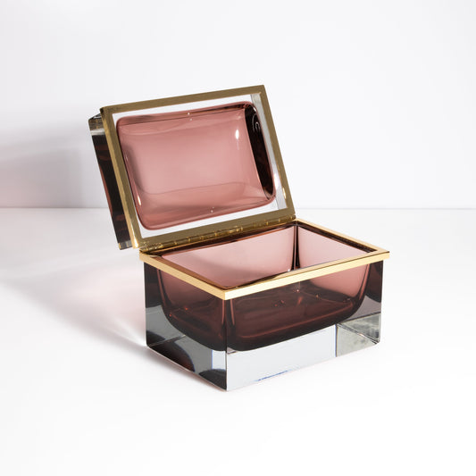 Murano Box with Brass Fittings in Amethyst