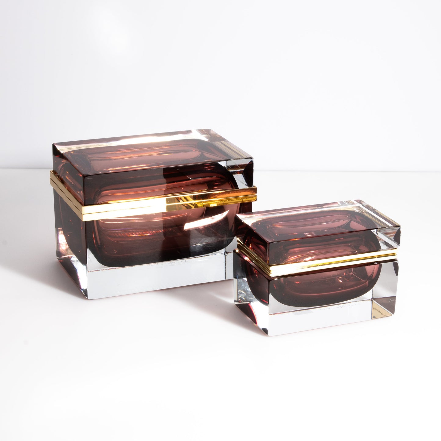 Murano Box with Brass Fittings in Amethyst