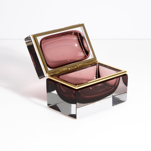 Murano Box with Brass Fittings in Amethyst