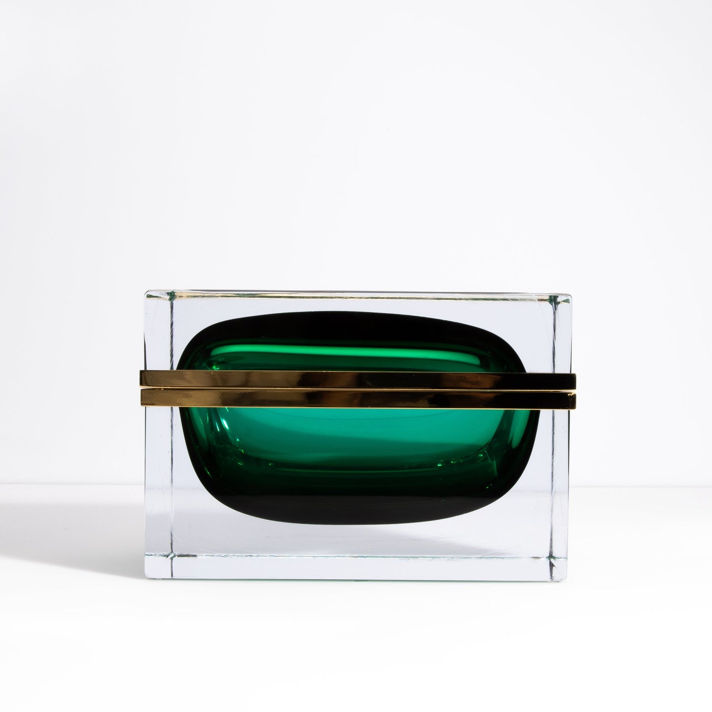 Murano Box with Brass Fittings in Emerald Green