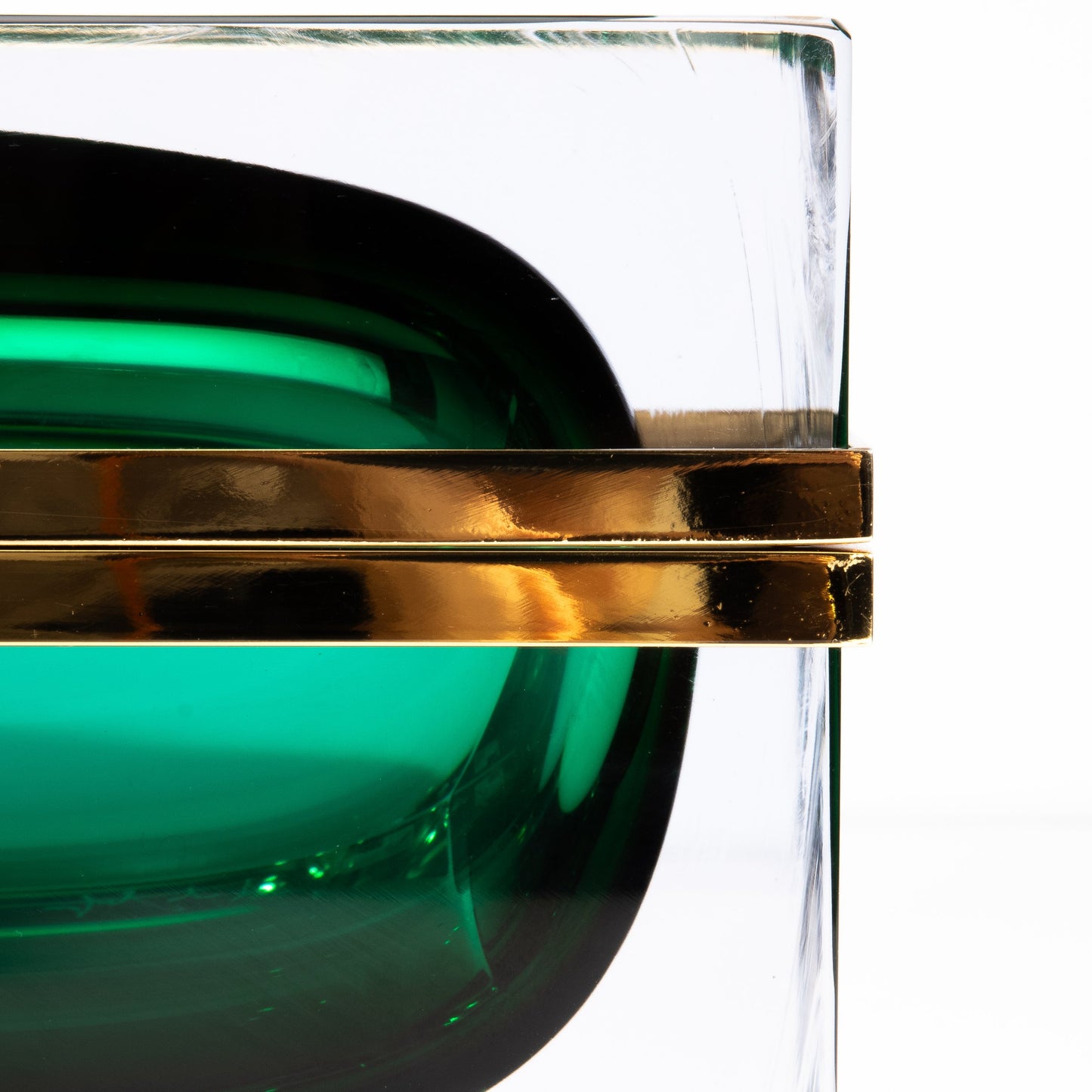 Murano Box with Brass Fittings in Emerald Green