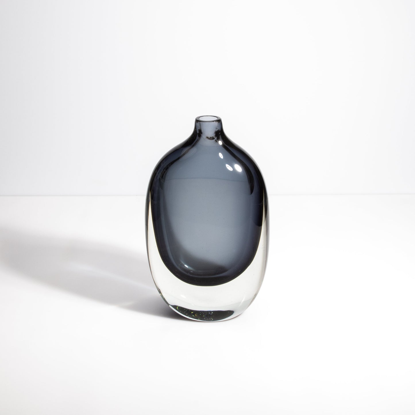 Murano Sommerso Vase in Grey/Clear
