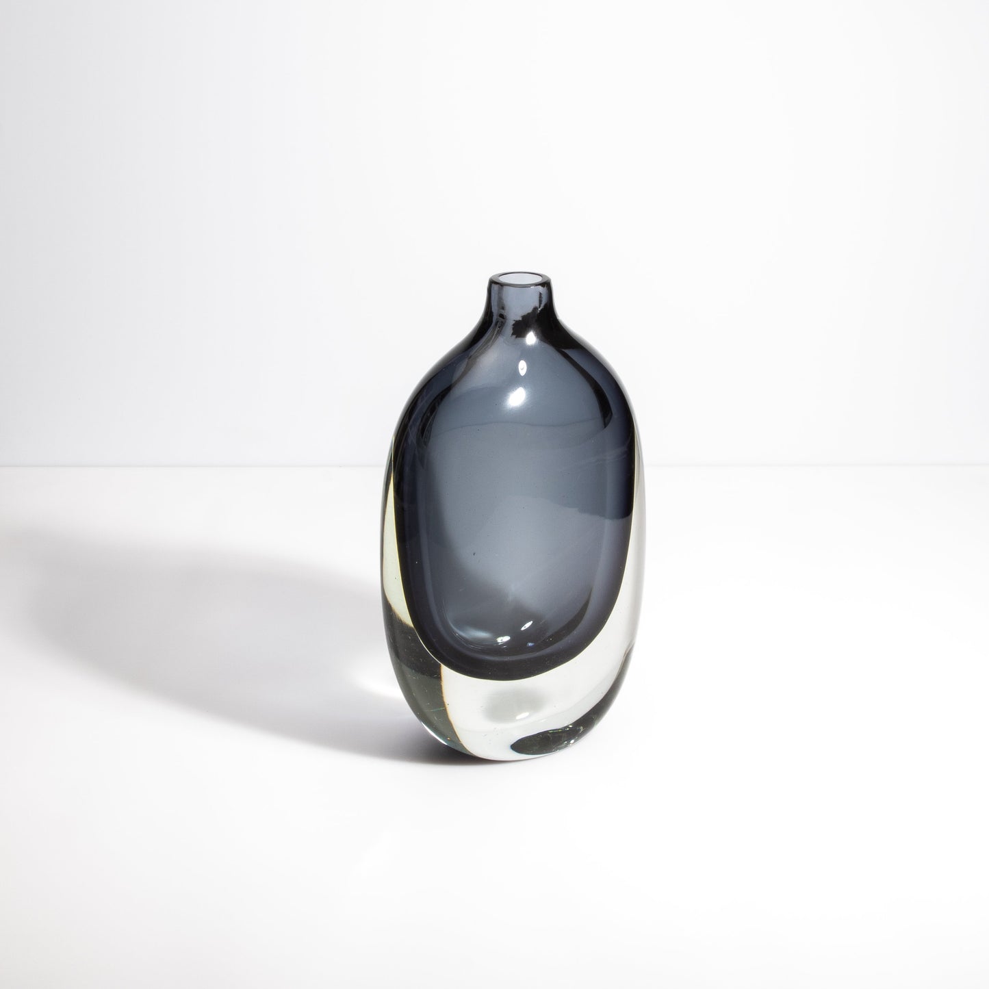 Murano Sommerso Vase in Grey/Clear
