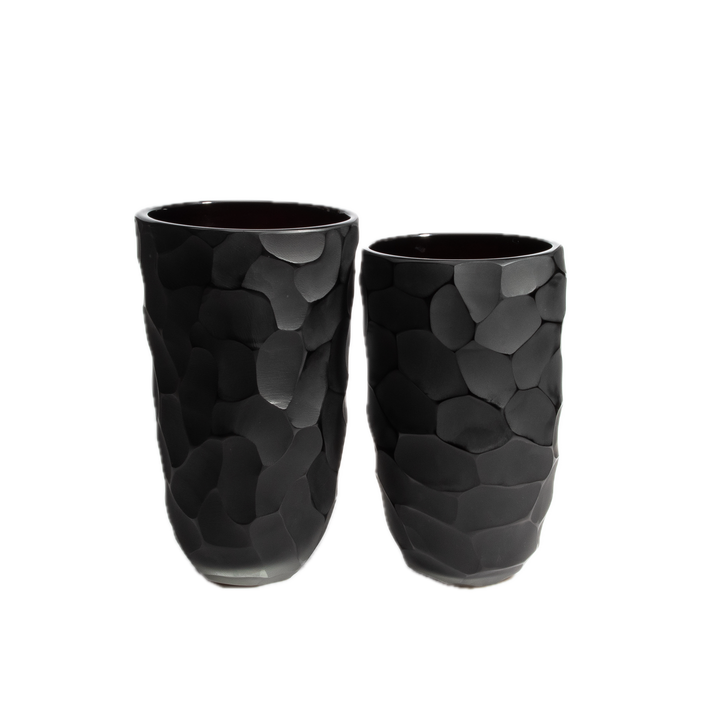 Set of 2 Murano Moon Vases in Jet Black
