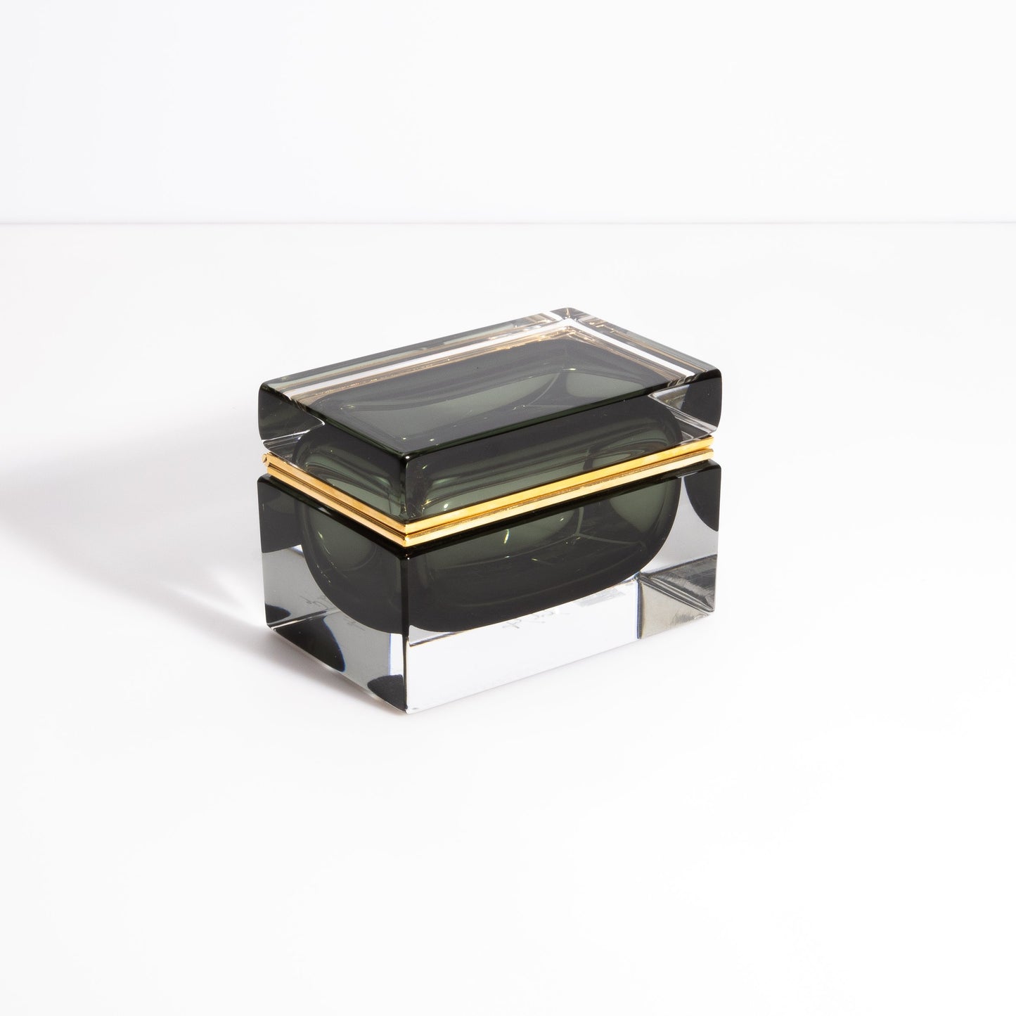 Murano Box with Brass Fittings in Titanio