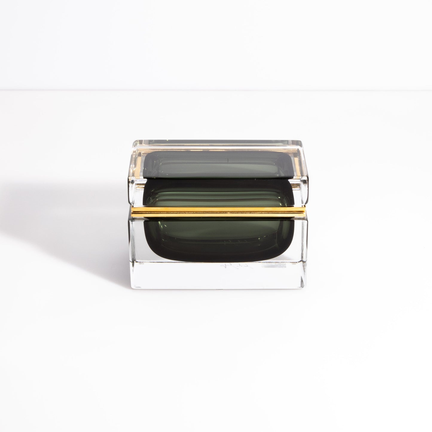 Murano Box with Brass Fittings in Titanio