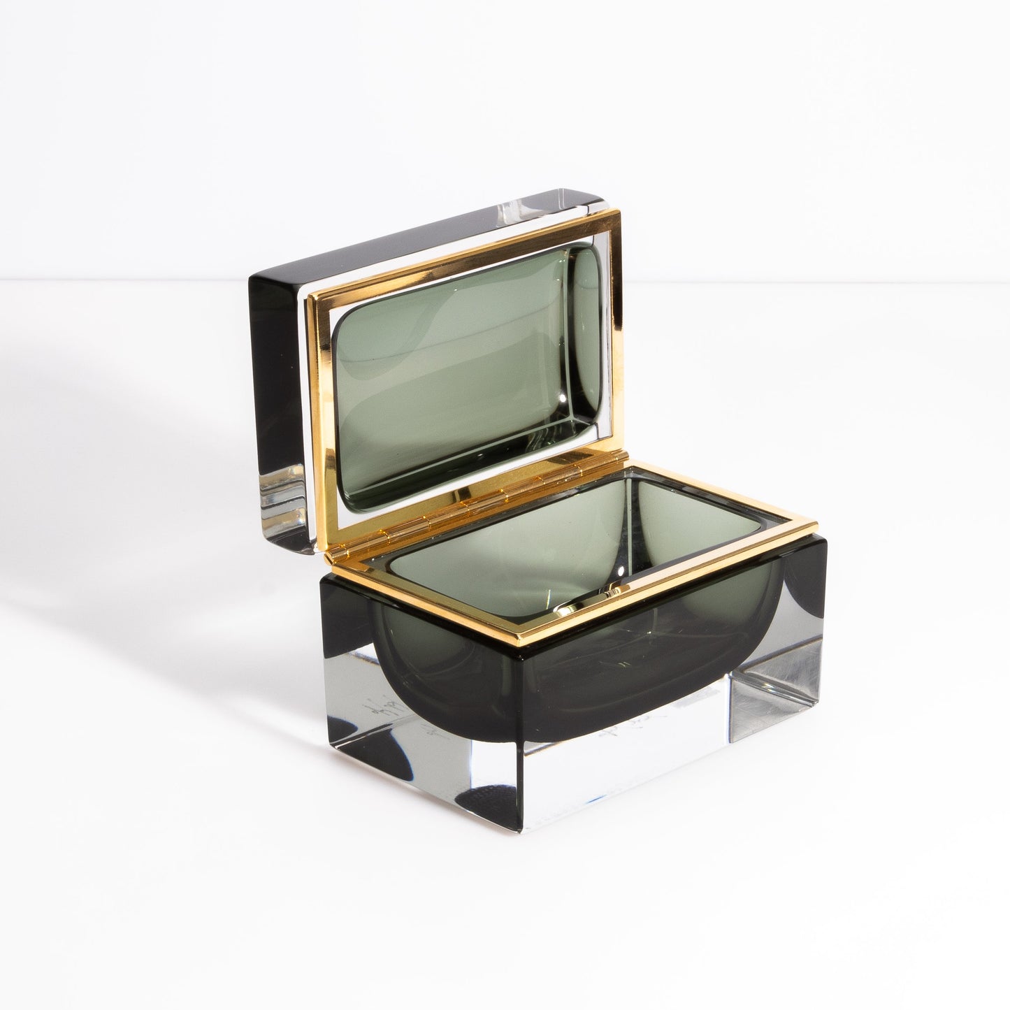 Murano Box with Brass Fittings in Titanio