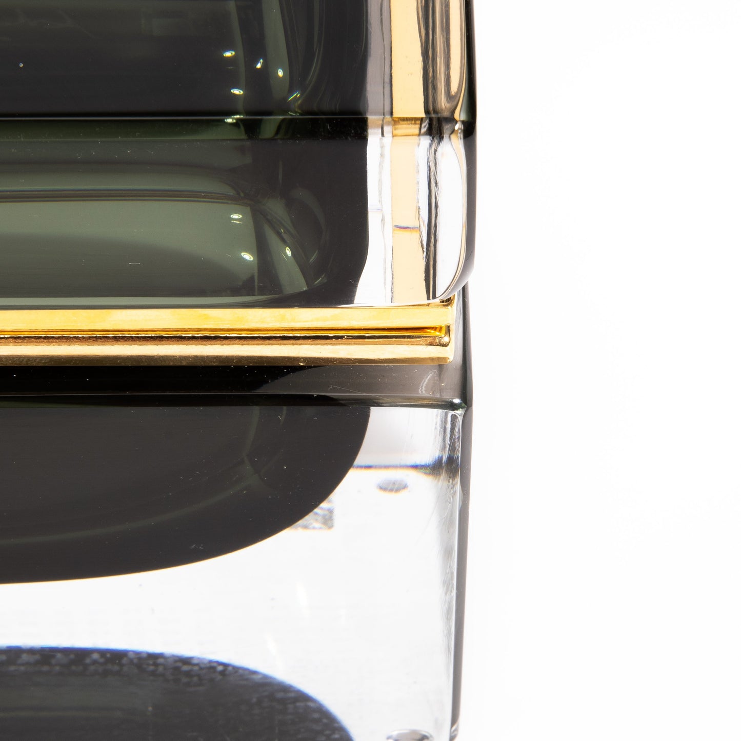 Murano Box with Brass Fittings in Titanio