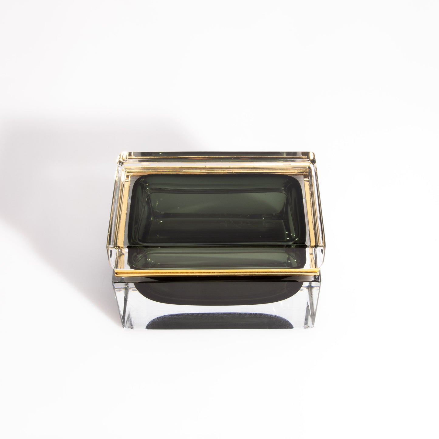 Murano Box with Brass Fittings in Titanio