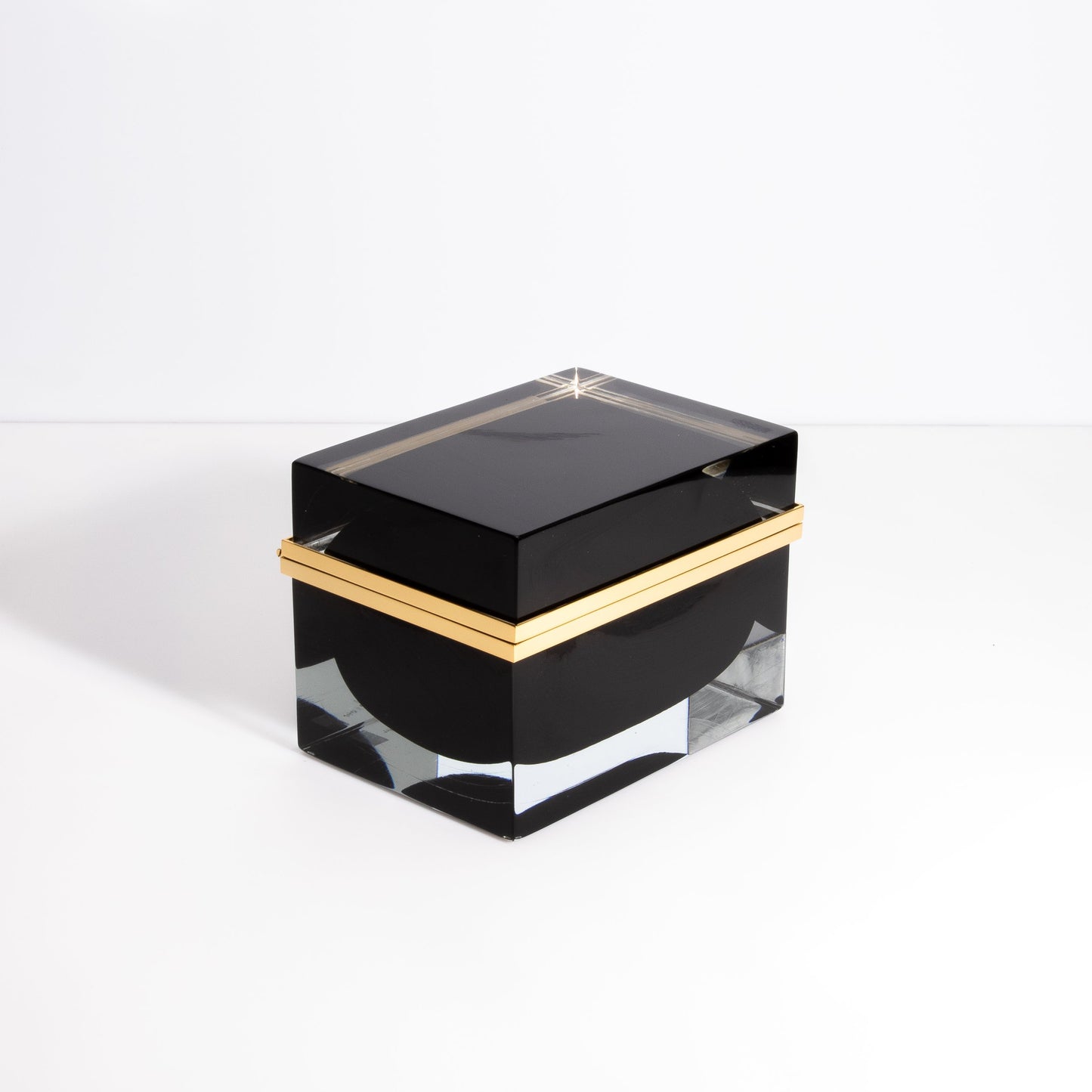 Murano Box with Brass Fittings in Onyx Black