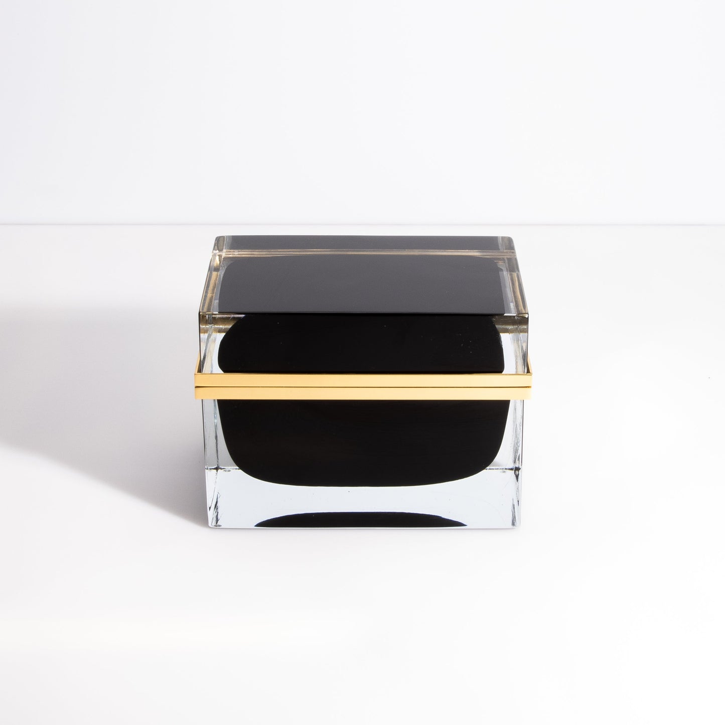 Murano Box with Brass Fittings in Onyx Black