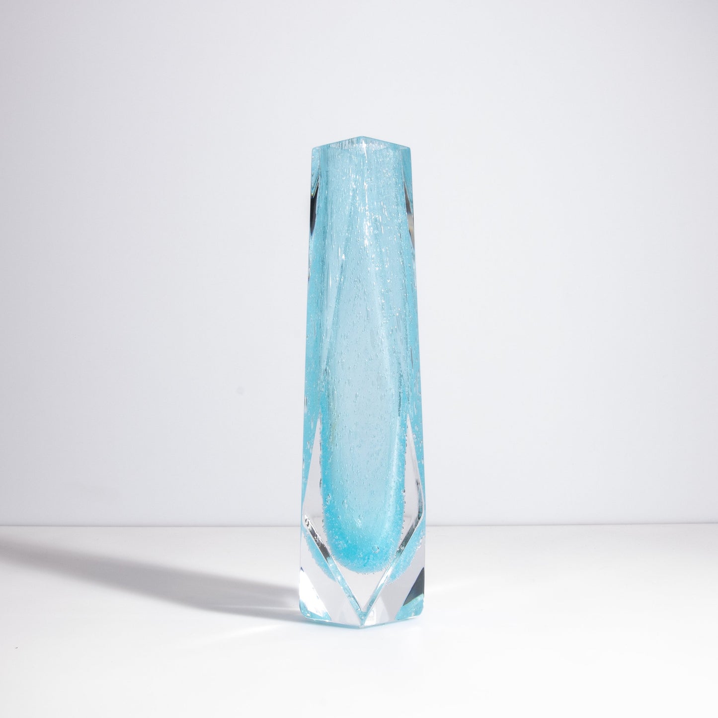 Murano Goccia Vase with Bubbles in Light Lagoon Blue