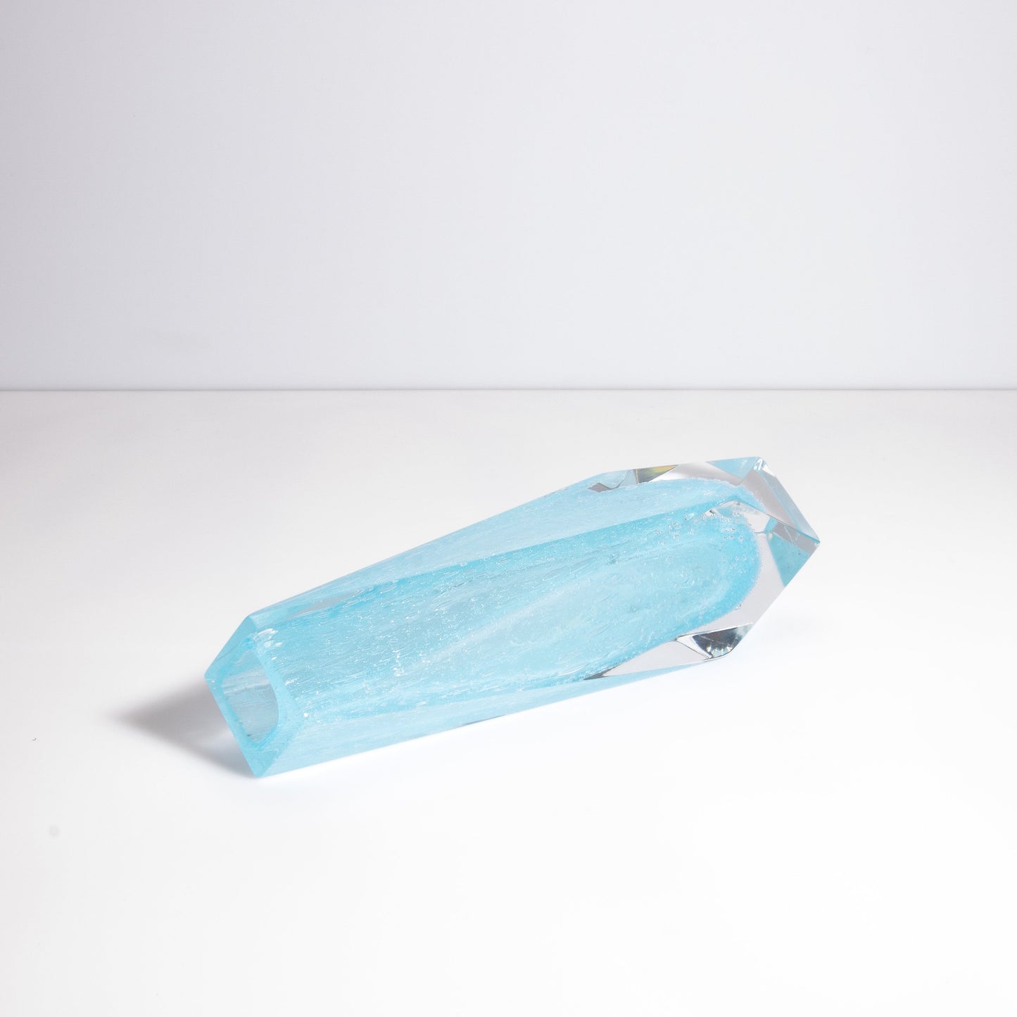Murano Goccia Vase with Bubbles in Light Lagoon Blue