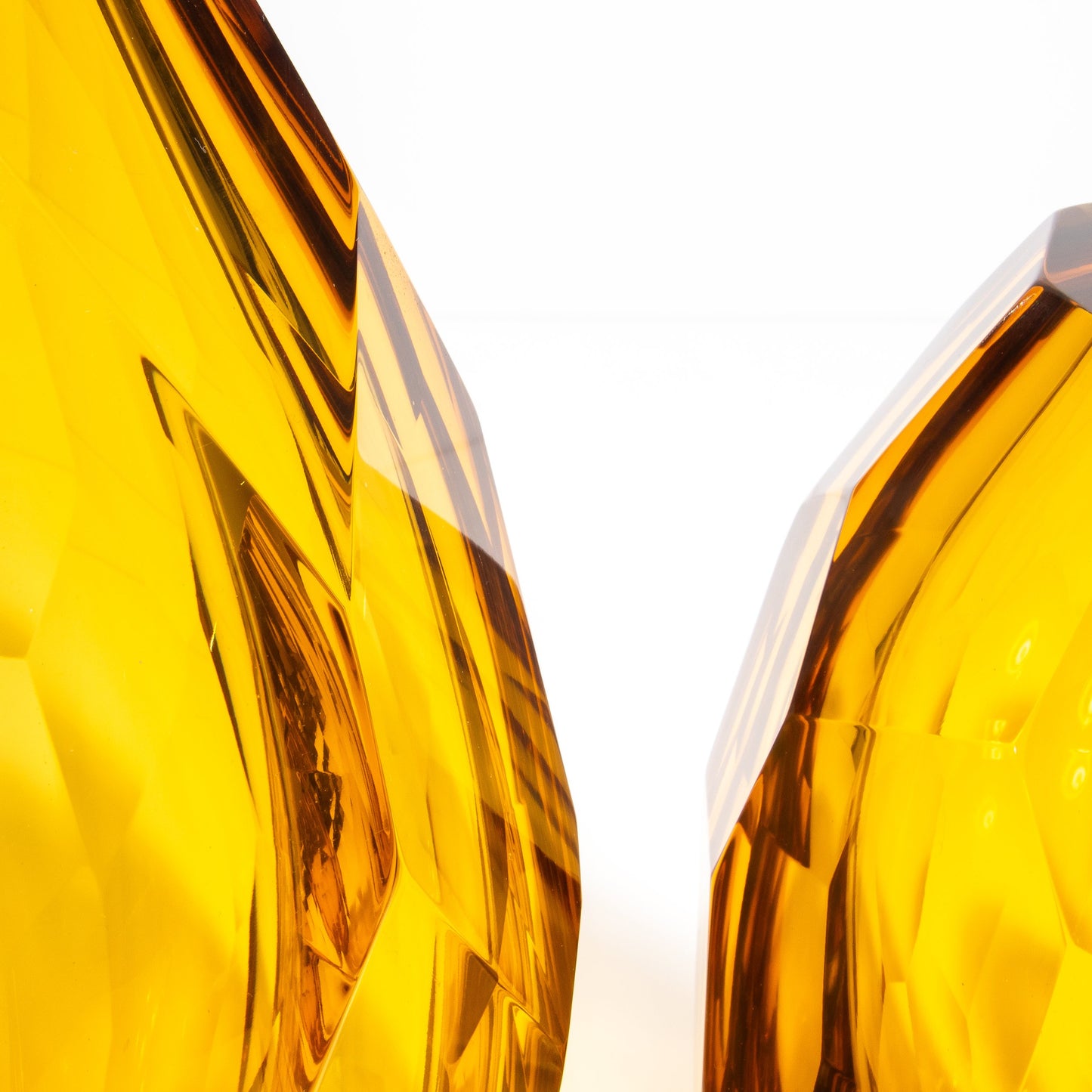Set of 3 Murano Faceted Vases in Amber